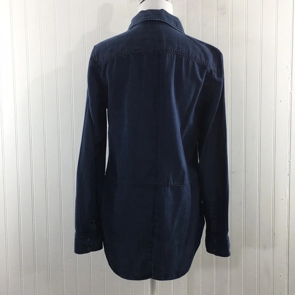 Talbots Blue Chambray Button Front Shirt Womens Small Long Sleeve - Picture 3 of 11